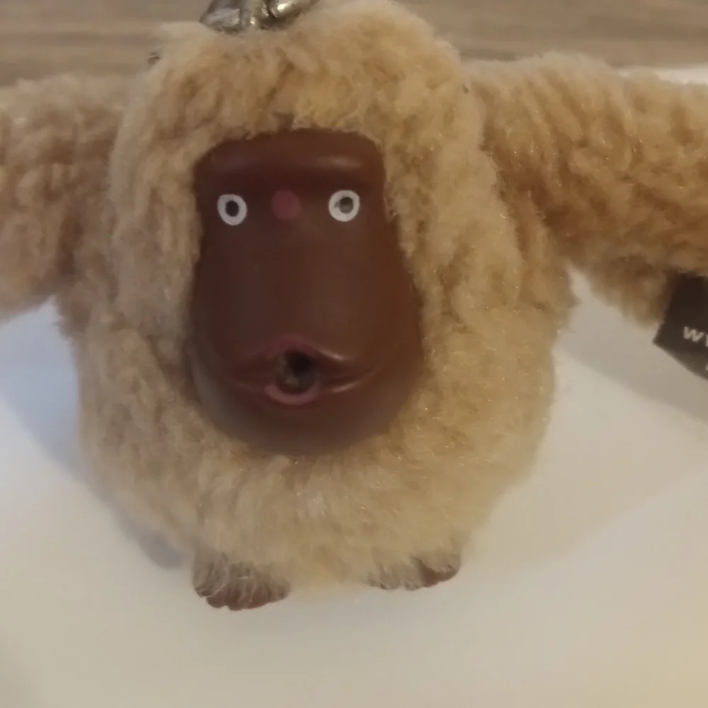 Kipling Light Brown Plush Monkey Keychain with Brown Face- Name Brandee